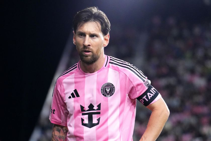 FORT LAUDERDALE, FLORIDA - FEBRUARY 22: Lionel Messi #10 of Inter Miami CF reacts during the MLS match between Inter Miami CF and New York City FC at Chase Stadium on February 22, 2025 in Fort Lauderdale, Florida. (Photo by Rich Storry/Getty Images)