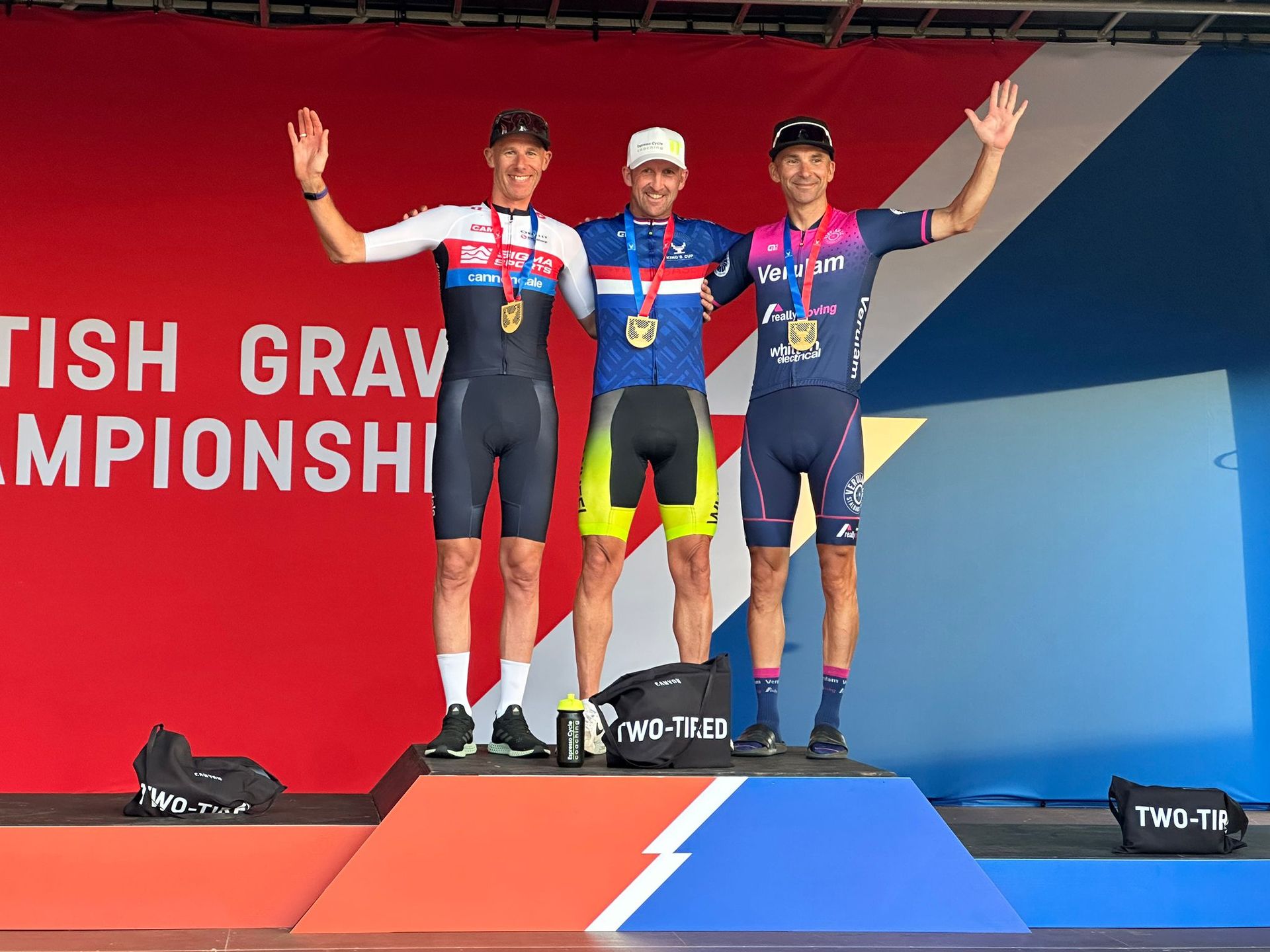 Simon McNamara on the podium at the gravel champs