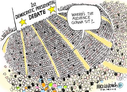 Political Cartoon U.S. Democratic presidential debate