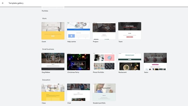 Google Sites Template Gallery