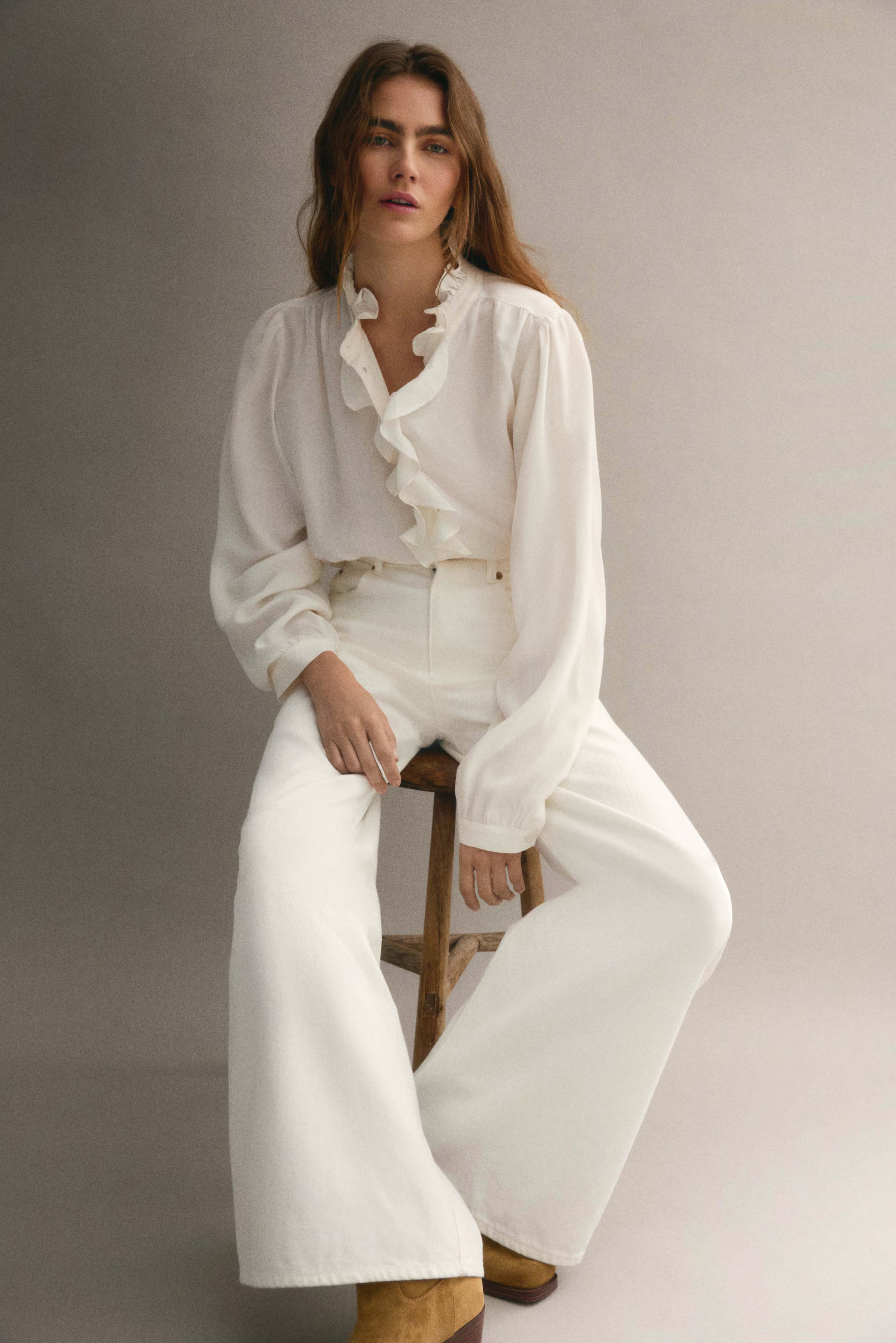 Frill viscose blouse