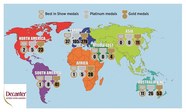 DWWA 2018 medals map