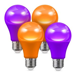 Purple and orange light bulbs
