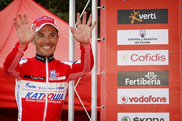 Joaquim Rodriguez enjoys another day stepping onto the Vuelta leader's podium