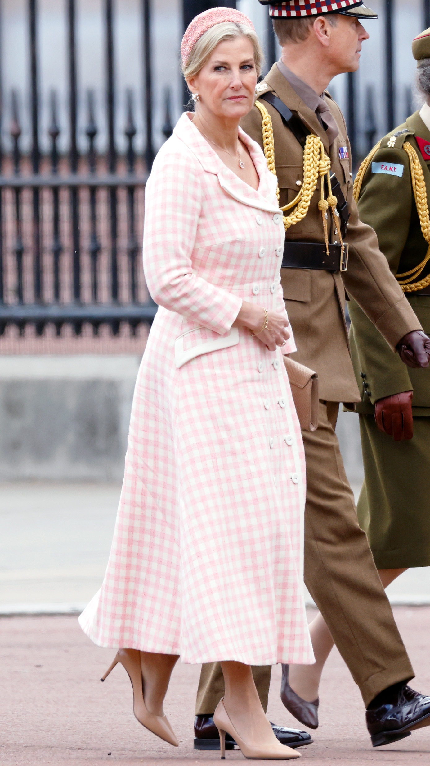 Duchess Sophie walks with Prince Edward after watching a military procession
