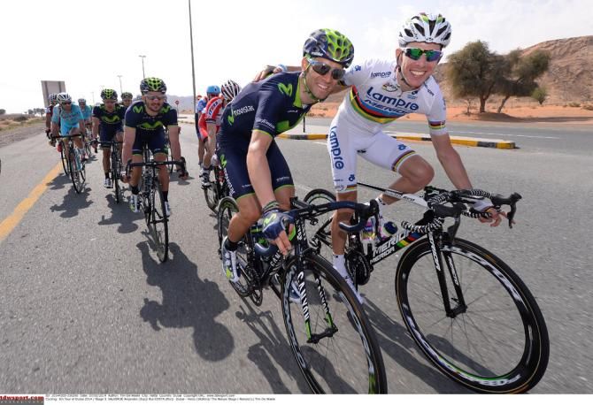 Former teammates Alejandro Valverde and world champion Rui Costa