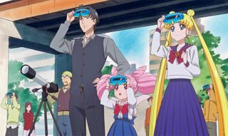 A still from the TV show "Sailor Moon Crystal" (Season 3) featuring a total solar eclipse.