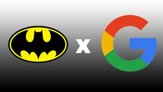 The Batman and Google logo on gradient 
