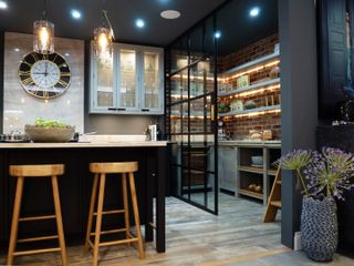 an crittall-style door pantry in a luxury kitchen