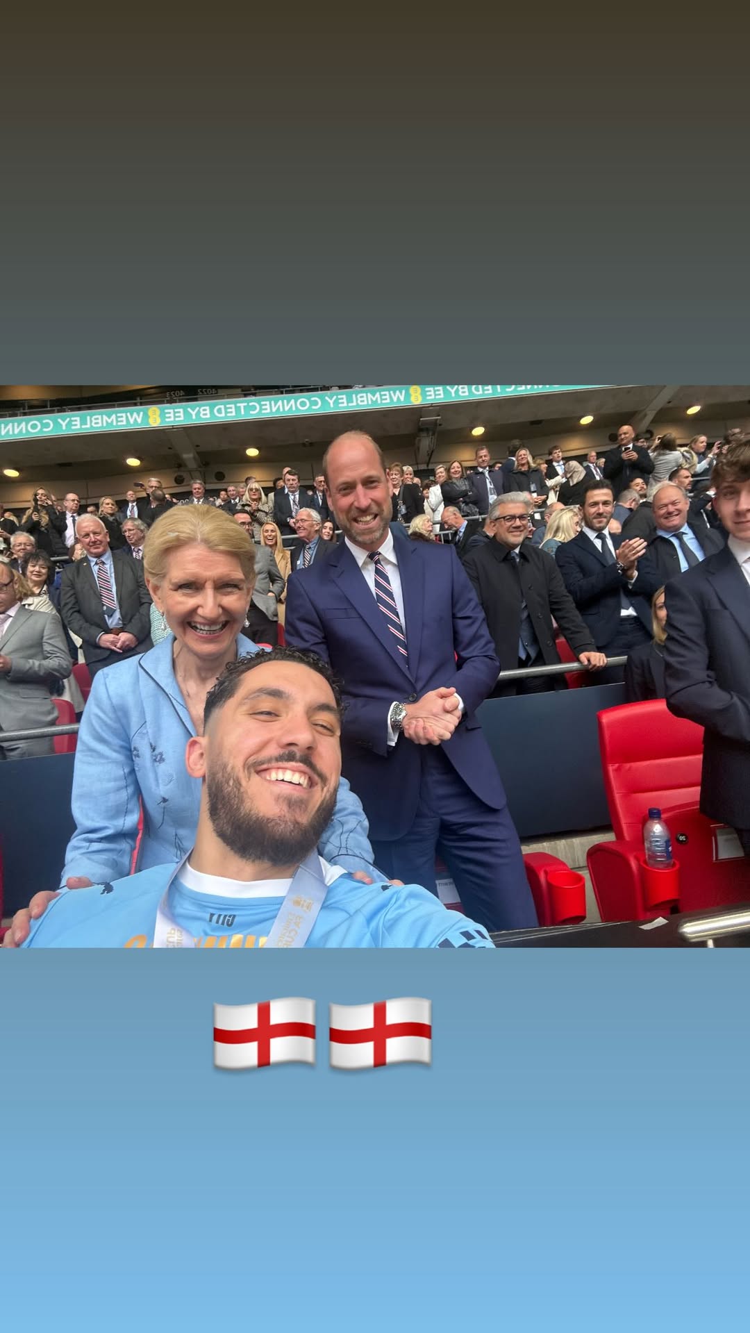 Prince William takes an unexpected selfie with a soccer player after the FA Cup Final.