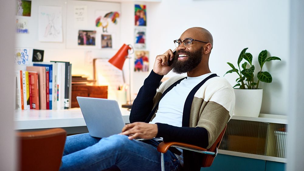 A freelancer working in a home office