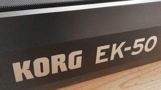 Korg EK-50 review: Close up of Korg EK-50 logo