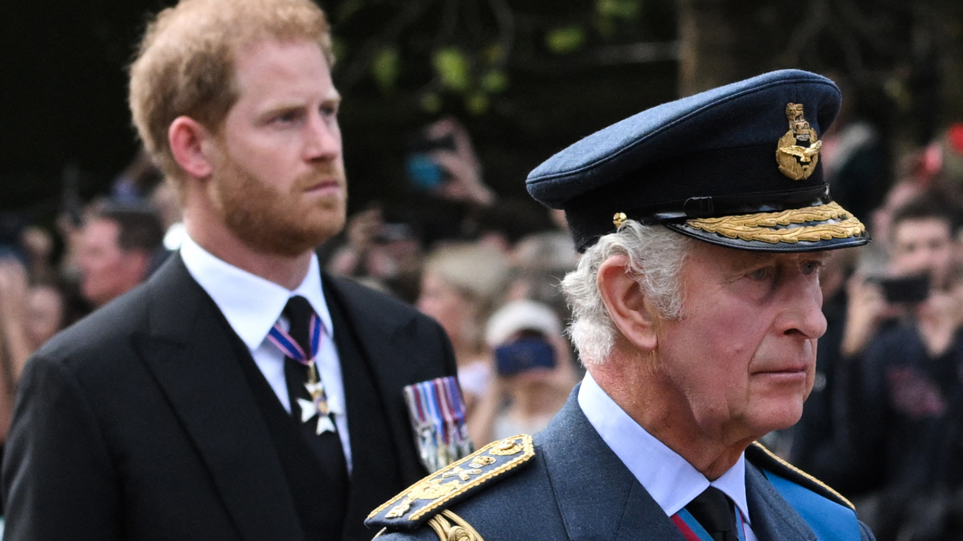 prince charles and prince harry at queen elizabeth ii's funeral