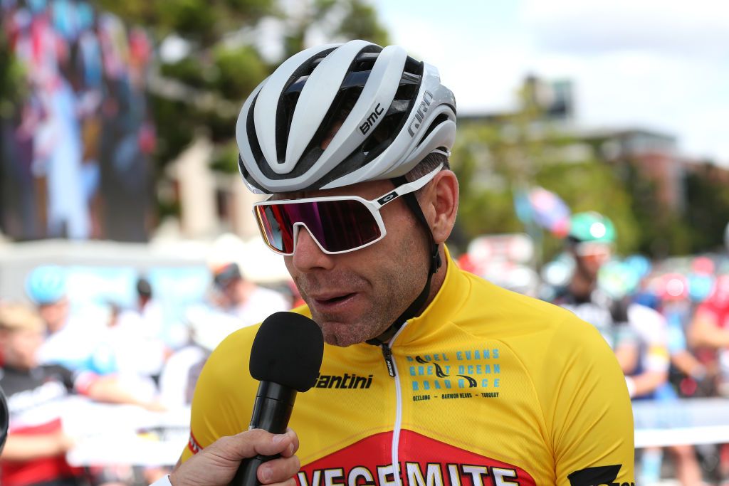 Race organiser Cadel Evans speaks with the press ahead of the start of the 2020 Cadel Evans Great Ocean Road Race