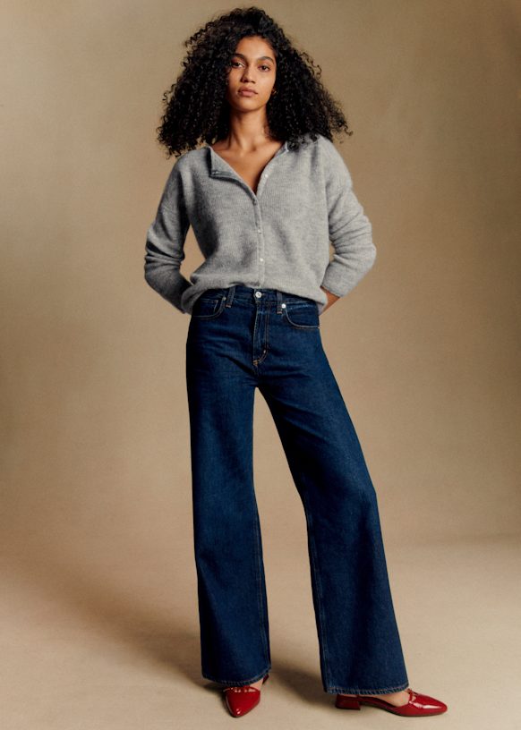 Gaspard Cardigan - Mottled Grey - Super Kid Mohair - S&amp;eacute;zane