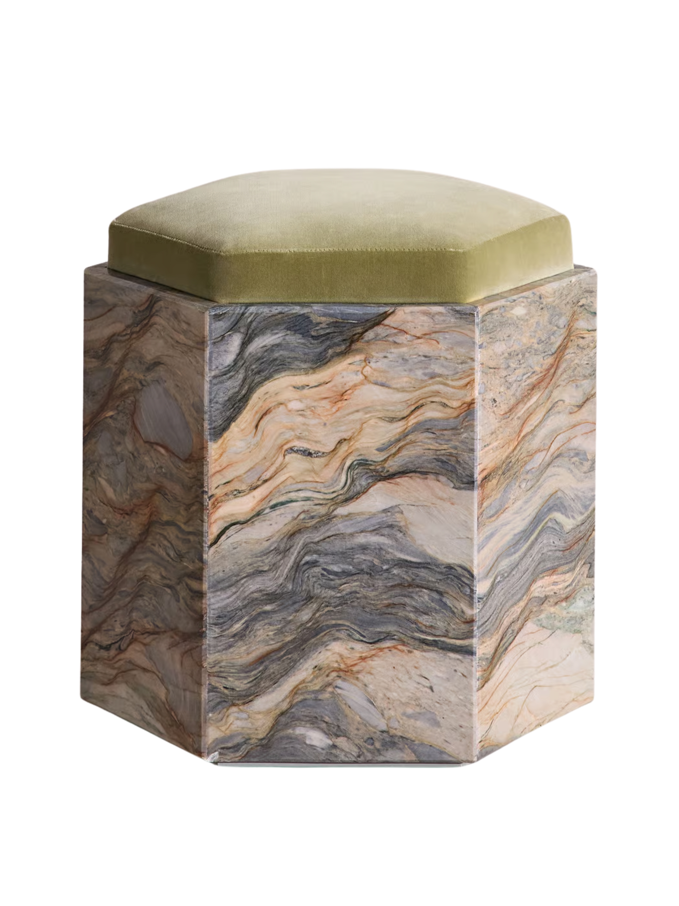 Soho Home, Novi Footstool, Velvet, Lichen, Uk