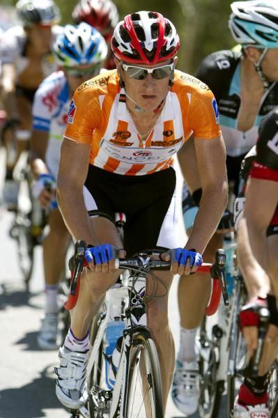 Vladimir Efimkin (Team Type 1-Sanofi) in the most aggressive rider jersey earned the previous day on the stage to Steamboat Springs.