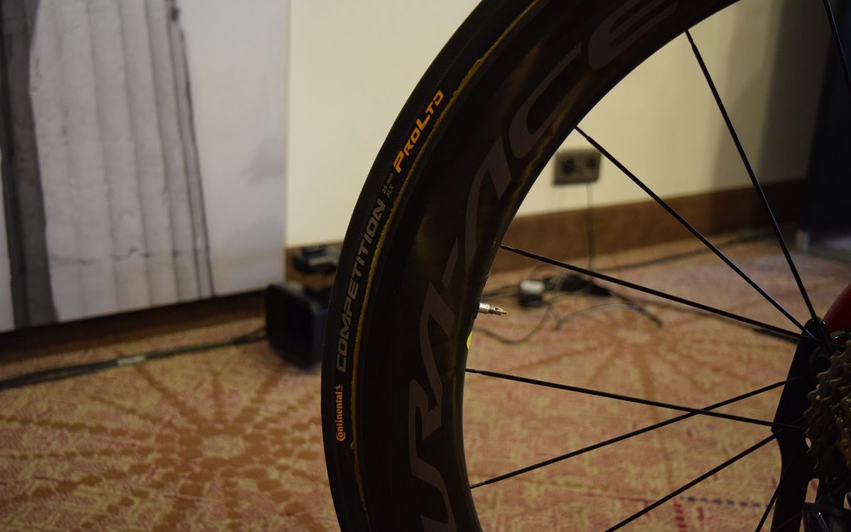 Thomas sticks with the proven Continental Competition ALX 25mm tubular tyres