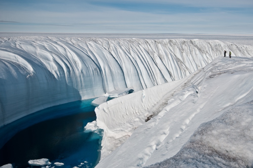 Meltwater canyon in ice sheet