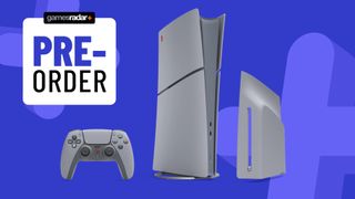 30th Anniversary Edition PS5 Slim on a blue background with pre-order badge