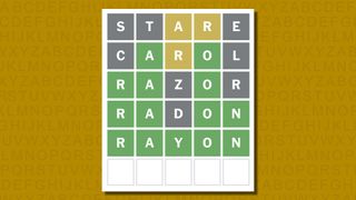 Wordle answer 817 on a yellow background