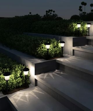 Low Voltage Solar Powered Integrated LED Metal Pathway Light Pack (Set of 8)