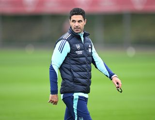 Arsenal boss Mikel Arteta during a training session for the Gunners