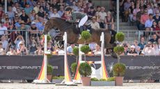 Germany's Julia Krajewski and Uelzener's Nickel topped the Luhm&uuml;hlen Horse Trials CCI4*-S results. Here they are pictured in the showjumping phase.