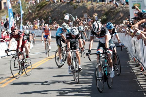 Riders could barely stay on their bikes after they crossed the line.