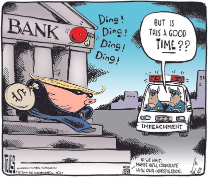 Political Cartoon U.S. Trump Impeachment Democract Cops