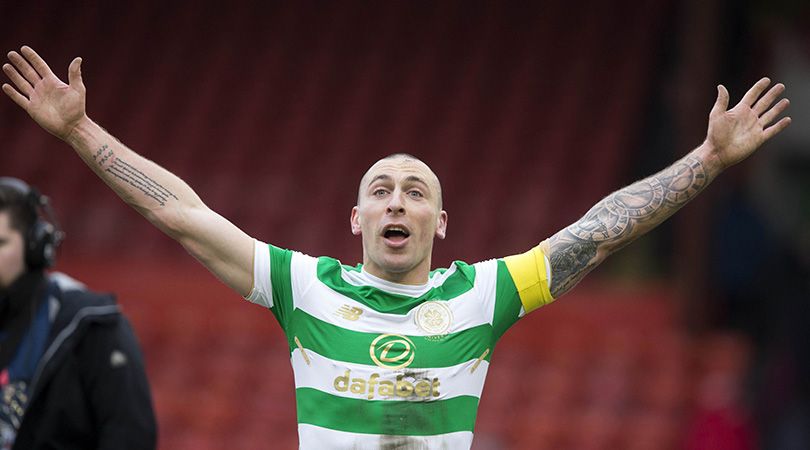 Celtic's Scott Brown celebrates getting fouled in the Scottish ...