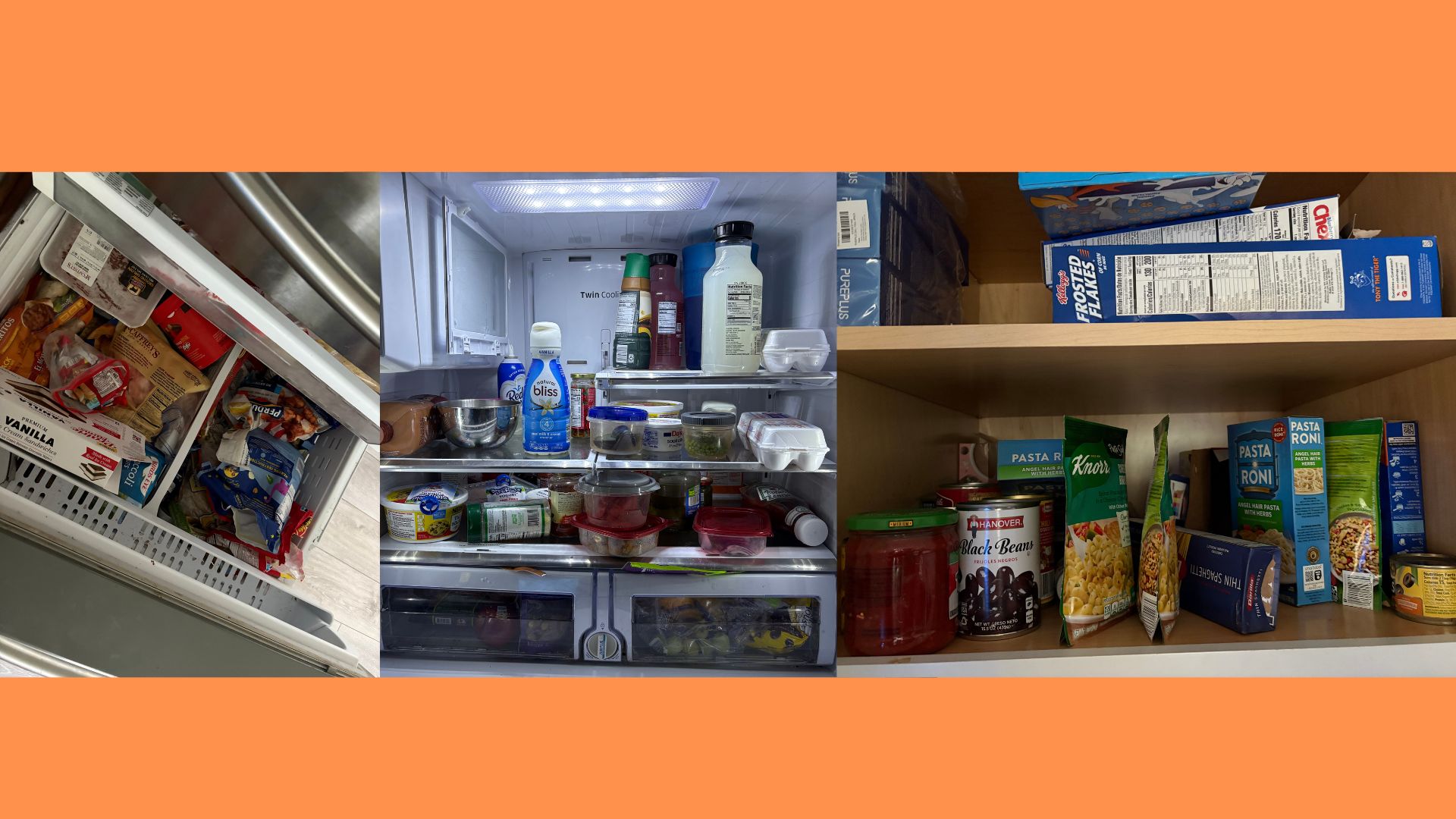 images of fridge, freezer and pantry
