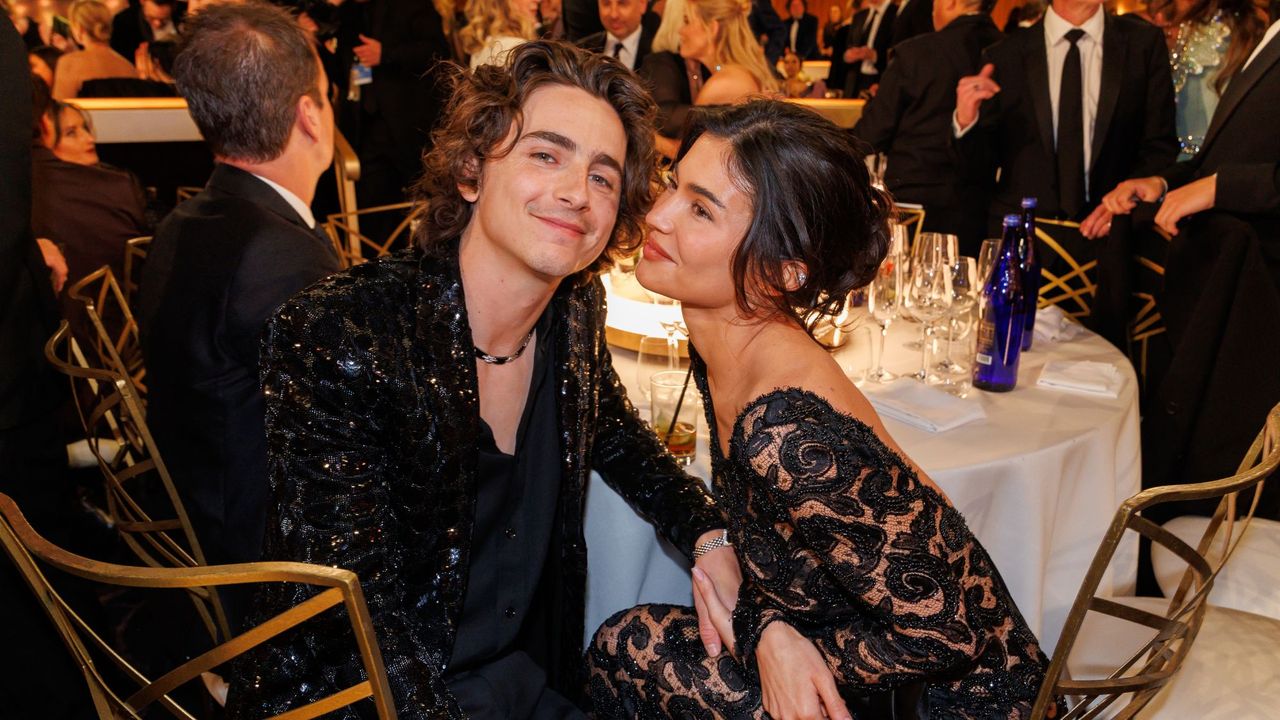 Timothée Chalamet and Kylie Jenner attend the 81st Golden Globe Awards