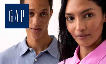 gap logo top left with two models posing