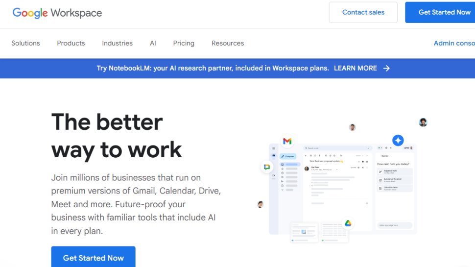 Website screenshot of Google Workspace (July, 2025)