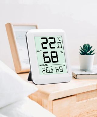 Hygrometer on bedside table