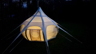 Lotus Belle Air Bud tent at night