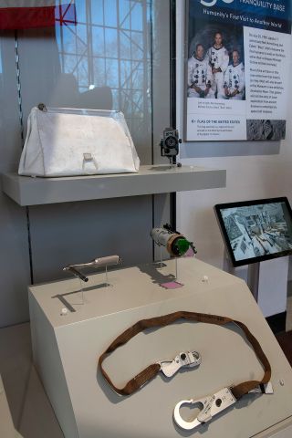 "50 Years from Tranquility Base" exhibit includes the so-called "Armstrong purse" and some of the Apollo 11 artifacts it held as discovered in Neil Armstrong's closet after his death.
