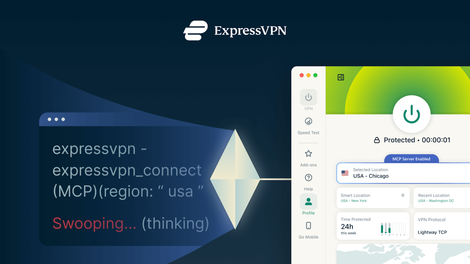 ExpressVPN MPC server for AI agent &mdash; promo image