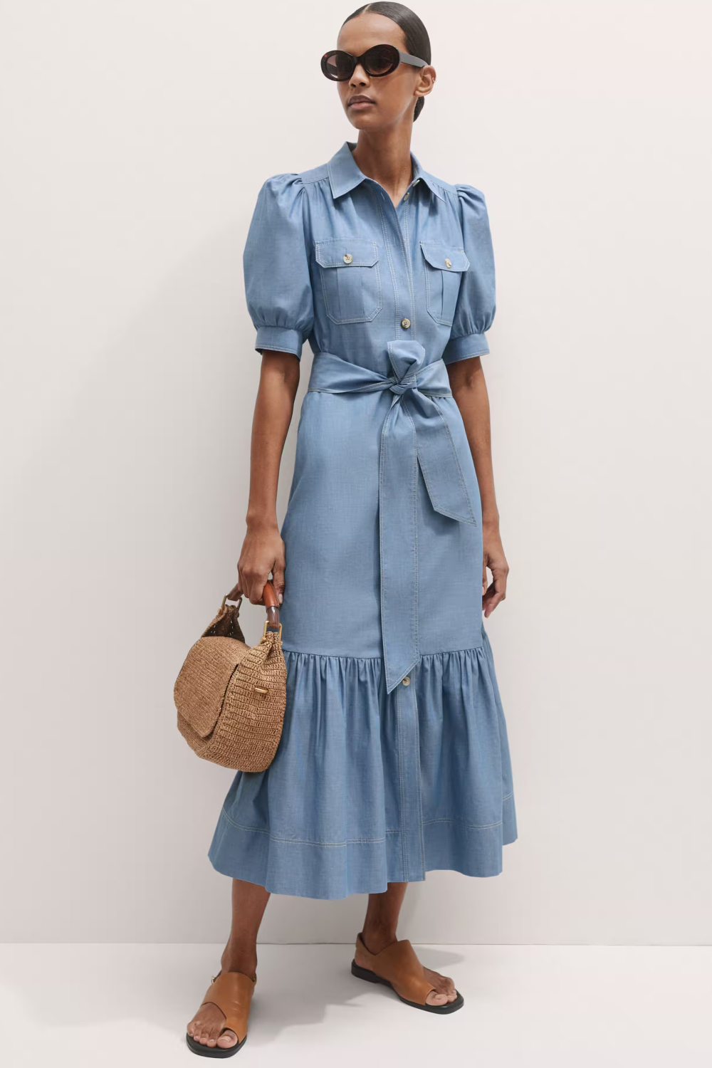 Me + Em Chambray Midi Shirt Dress + Belt