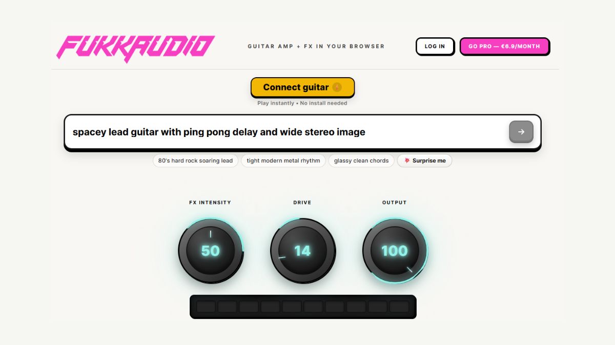 Fukkaudio, guitar tones in a web browser