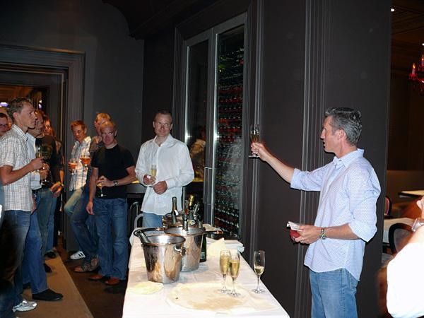 The toast: Scott Sunderland raises his glass
