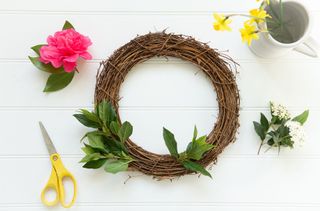 Making an Easter wreath with foliage