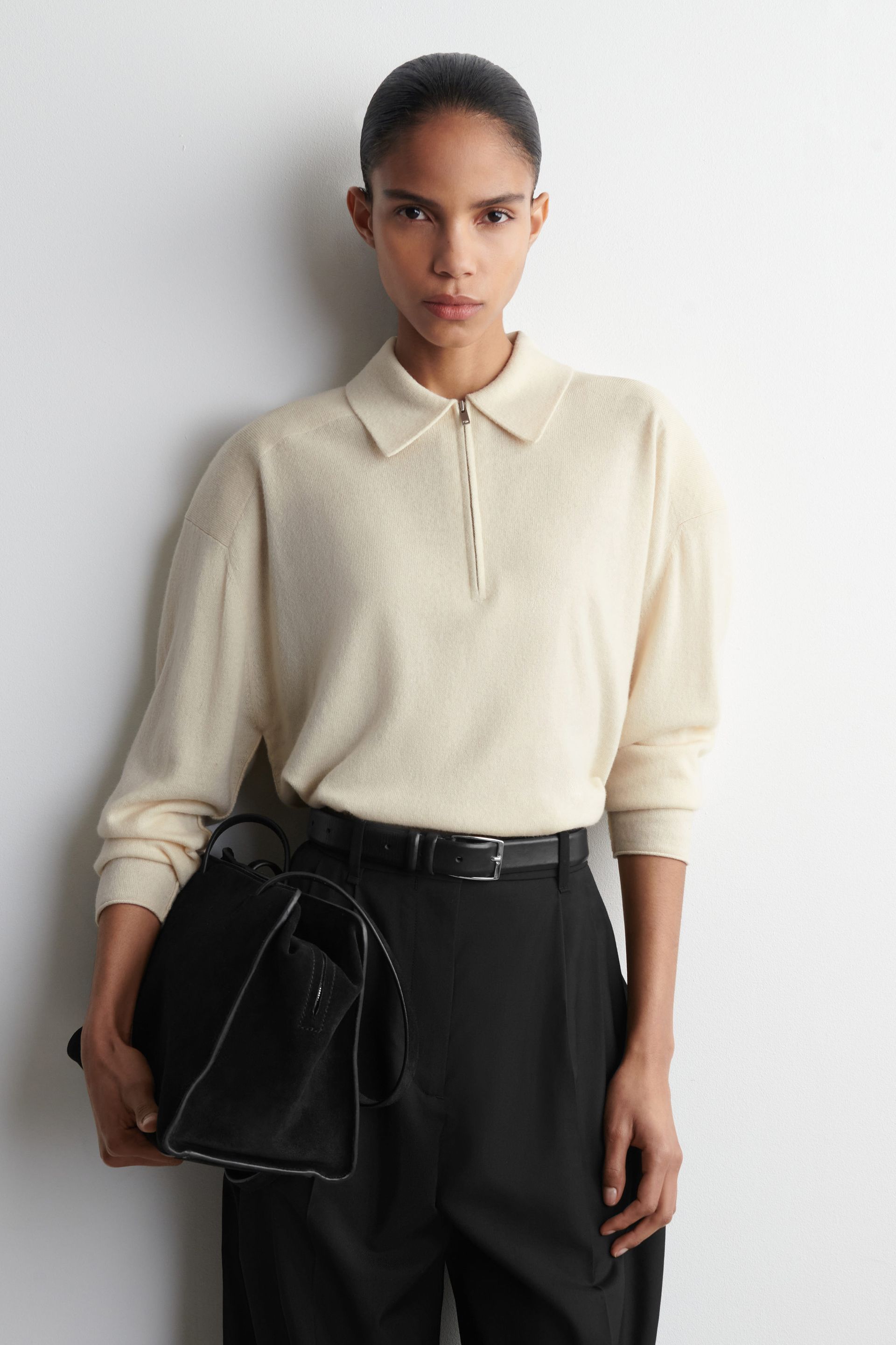 Merino Wool-Yak Zip-Up Polo Shirt