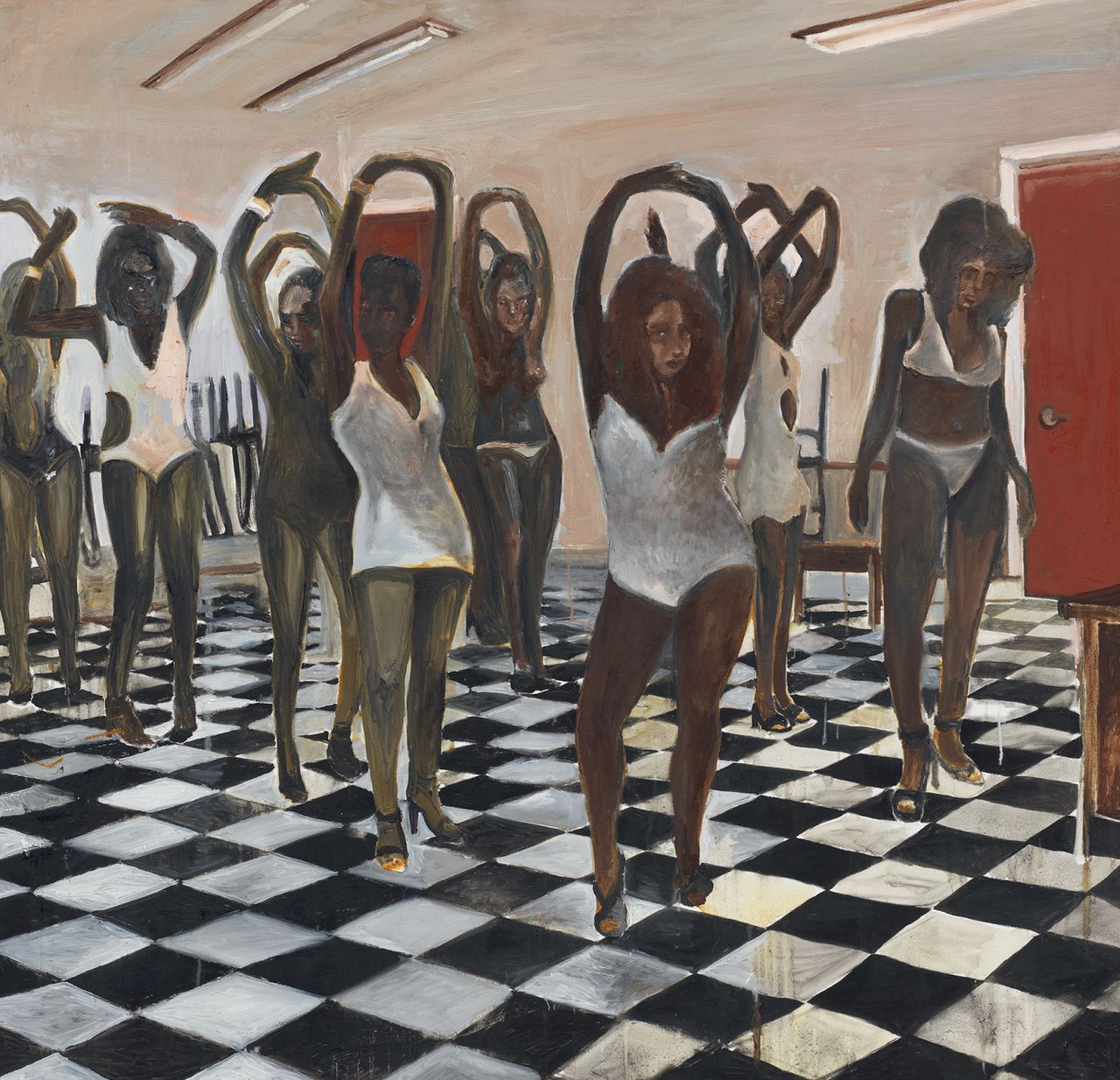 The Casting Call, 2008, oil and acrylic on canvas, 60in by 62in, by Noah Davis (1983–2015).