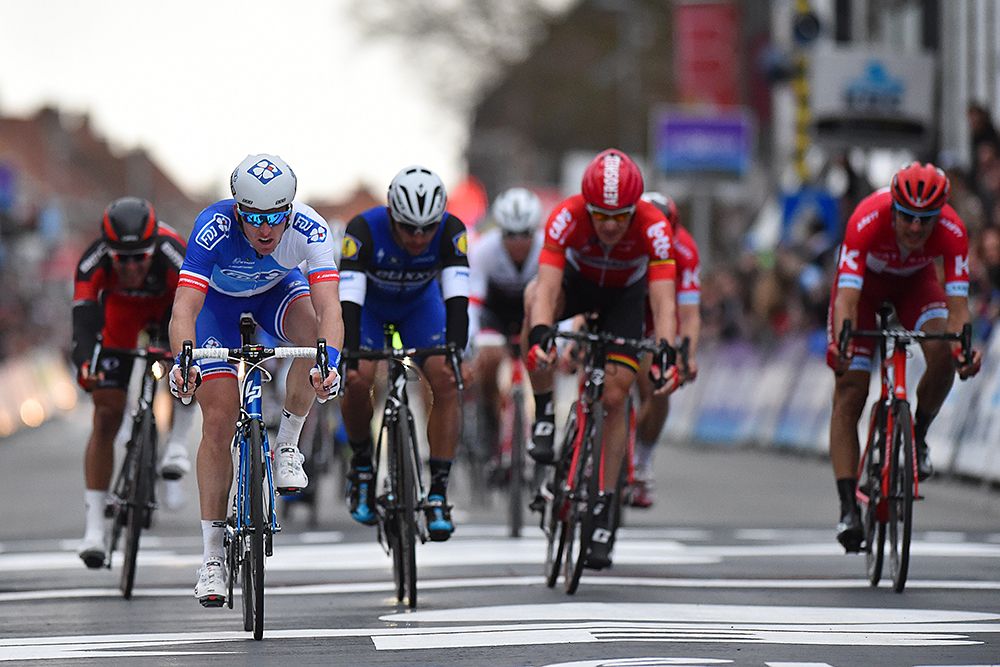 Arnaud Demare (FDJ) takes the group sprint for fifth at Gent-Wevelgem