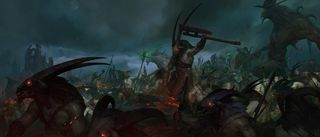 Concept art of a herd of Goatmen in Diablo IV