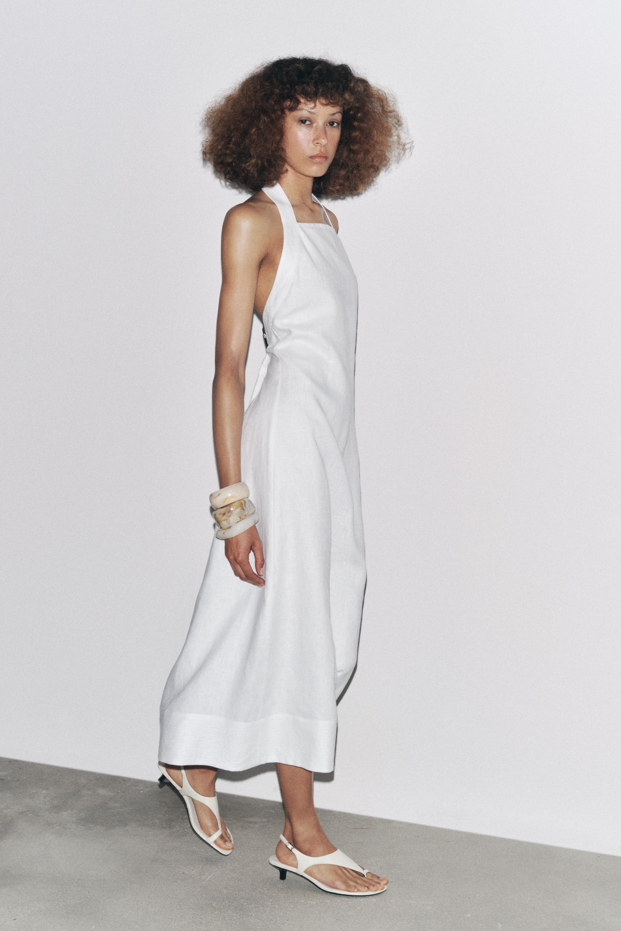 100% Linen Halter Dress Zw Collection