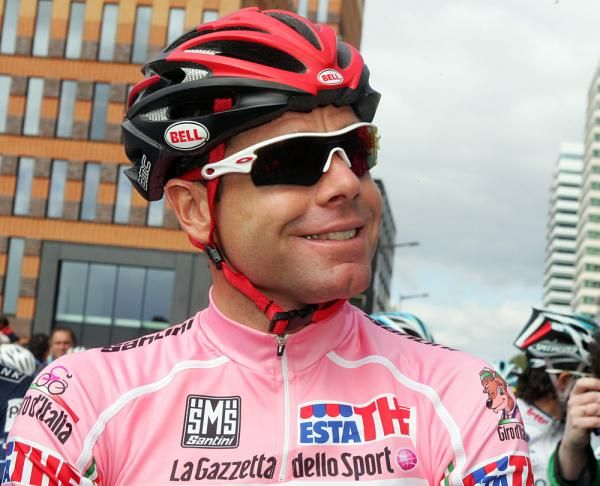 Cadel Evans (BMC) happy in pink at the Giro.