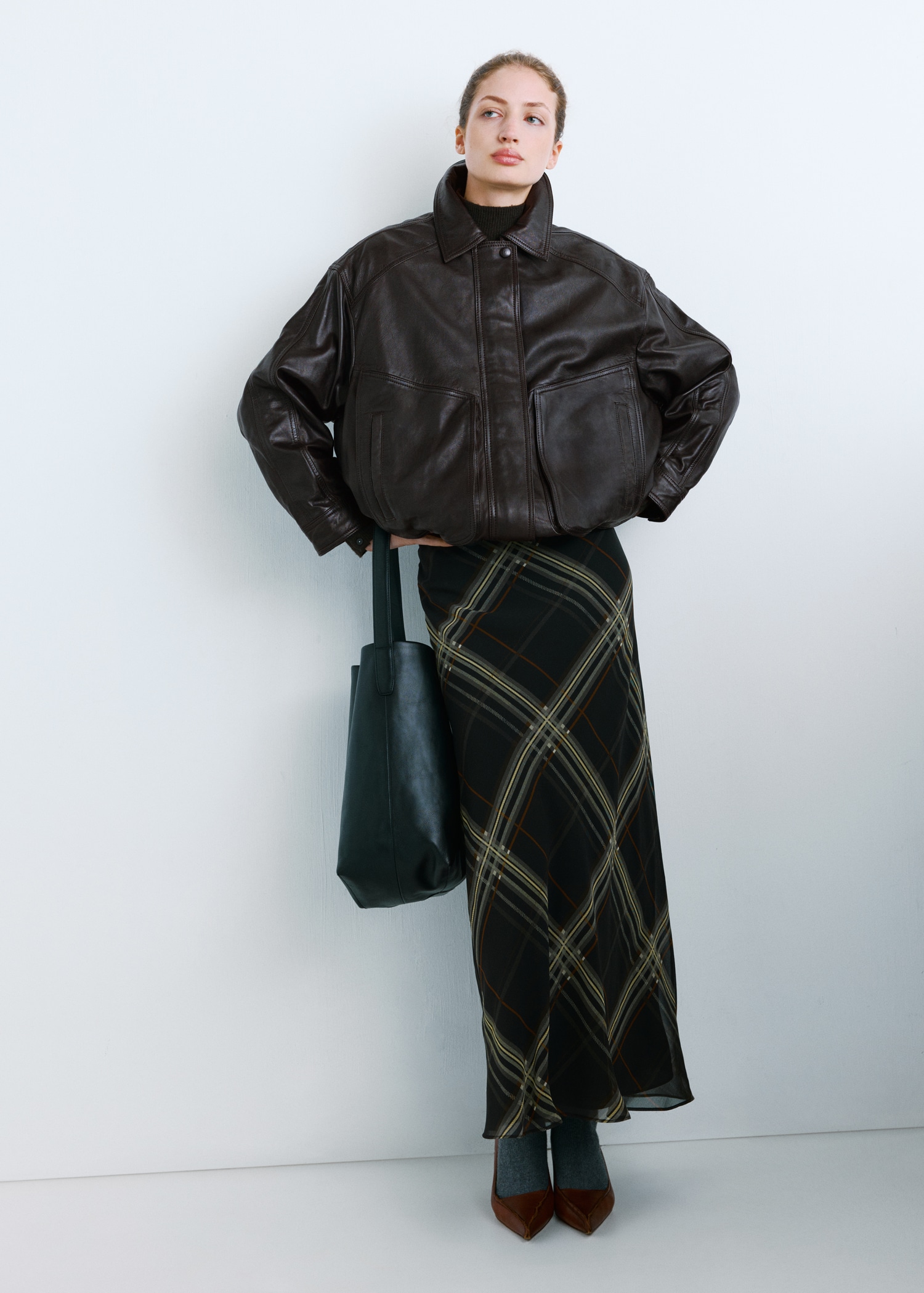 Oversized Leather Jacket - Women | Mango United Kingdom